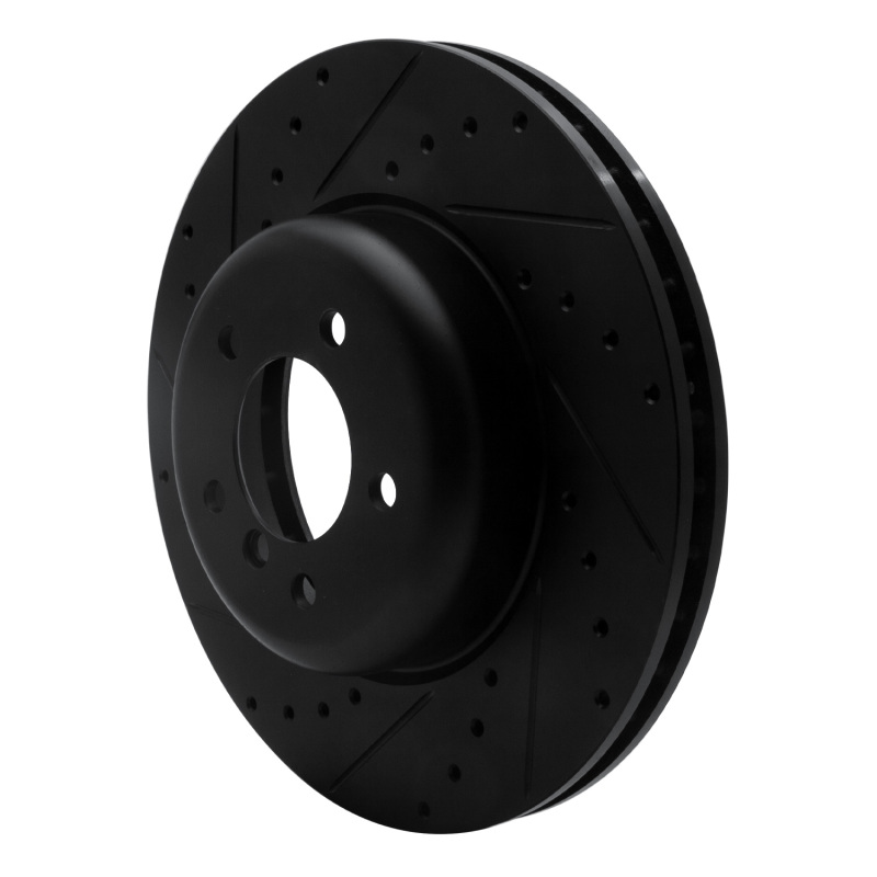 BMW 550I Brake Rotor (1) - Front Left - R1 Concepts - Drilled & Slotted - Black - `04-`10